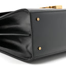 Smooth Calfskin Medium Classic Monogram Cassandra Top Handle Black
