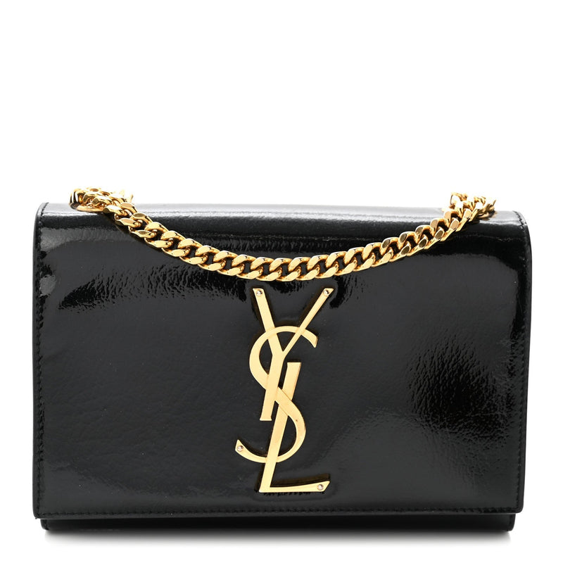 Patent Small Monogram Kate Satchel Black