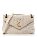 Boucle Tweed Quilted Small Loulou Puffer Monogram Chain Satchel Crema Soft