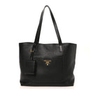 Vitello Daino Pocket Shopping Tote Black