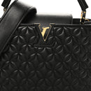 Lambskin Quilted Flower Capucines PM Black