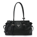 Antiqued Calfskin Triangle Medium Bonnie Shoulder Bag Black