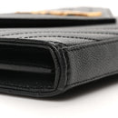 Grain De Poudre Matelasse Chevron Monogram Envelope Chain Wallet Black