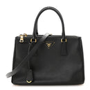 Saffiano Small Galleria Double Zip Tote Black