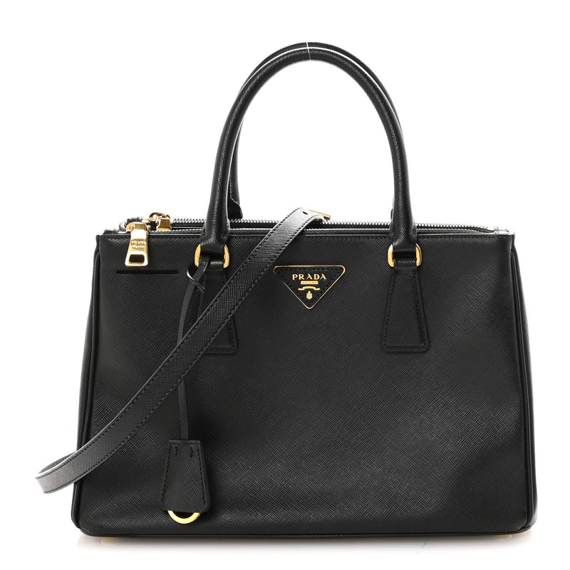 Saffiano Small Galleria Double Zip Tote Black