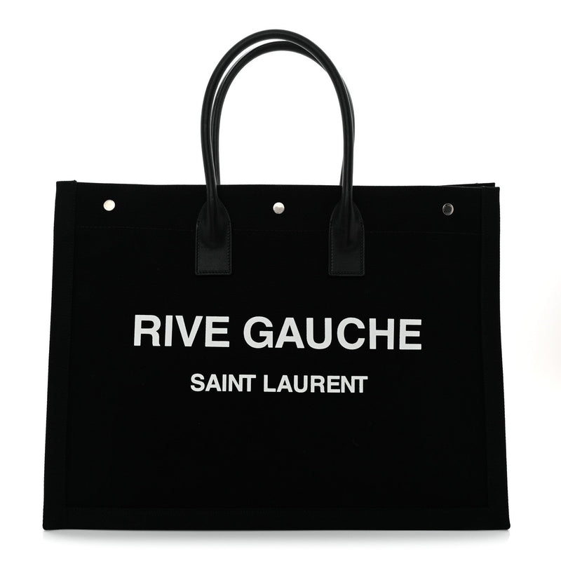 Linen Calfskin Rive Gauche Tote Black