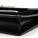 Coated Bark Calfskin Sunset Chain Wallet Black