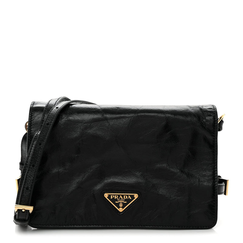 Soft Lux Calfskin Triangle Mini Shoulder Bag Black