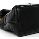 Lambskin Quilted Small Loulou Puffer Monogram Chain Satchel Black
