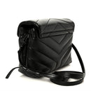Calfskin Y Quilted Monogram Monochrome Toy Loulou Crossbody Bag Black