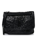 Crinkled Calfskin Matelasse Monogram Baby Niki Chain Satchel Black