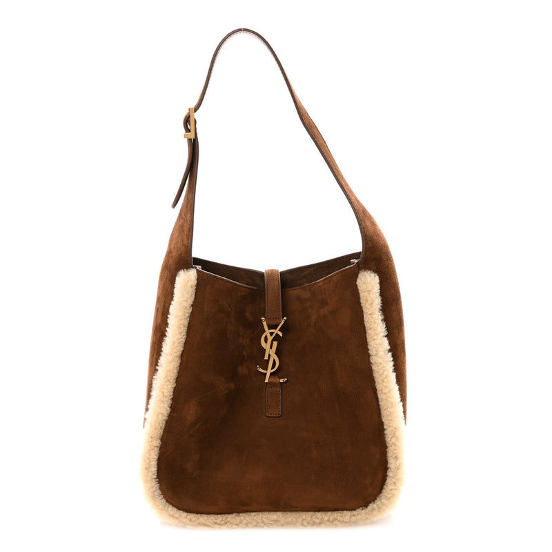 Suede Shearling Small Le 5 A 7 Soft Hobo Dark Sigaro Natural Beige