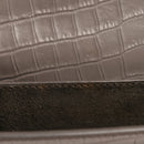 Calfskin Crocodile Embossed Medium Monogram Sunset Fog