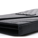 Grain De Poudre Matelasse Chevron Monogram Monochrome Envelope Chain Wallet Black