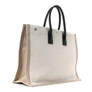 Linen Calfskin Small Rive Gauche Tote Greggio Natural