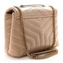 Calfskin Y Quilted Monogram Small Loulou Chain Satchel Dark Beige