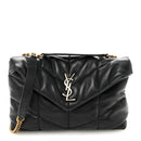 Lambskin Quilted Toy Loulou Puffer Monogram Chain Satchel Black