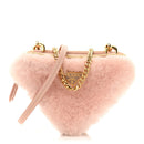 Saffiano Shearling Triangle Mini Pouch Orchidea