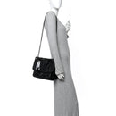 Patent Crocodile Embossed Lambskin Monogram Medium Niki Chain Satchel Black