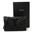 Grain De Poudre Matelasse Chevron Monogram Monochrome Envelope Chain Wallet Black
