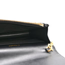 Grain De Poudre Matelasse Chevron Monogram Envelope Chain Wallet Black