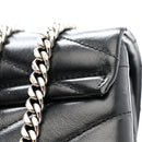 Calfskin Y Quilted Monogram Medium Loulou Chain Satchel Black