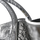 Calfskin Crocodile Embossed Greca Goddess Tote Bag Black