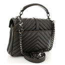 Sheepskin Matelasse Chevron Monogram Medium College Bag Asphalt