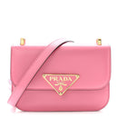 Box Calfskin Triangle Embleme Flap Shoulder Bag Begonia