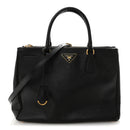 Saffiano Lux Large Galleria Double Zip Tote Black