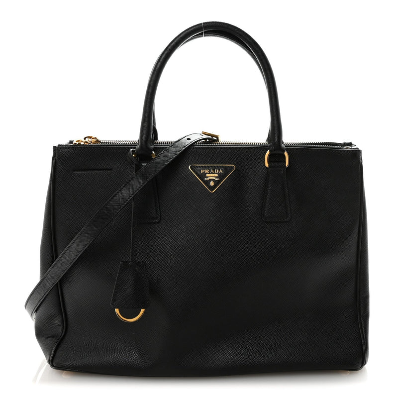 Saffiano Lux Large Galleria Double Zip Tote Black