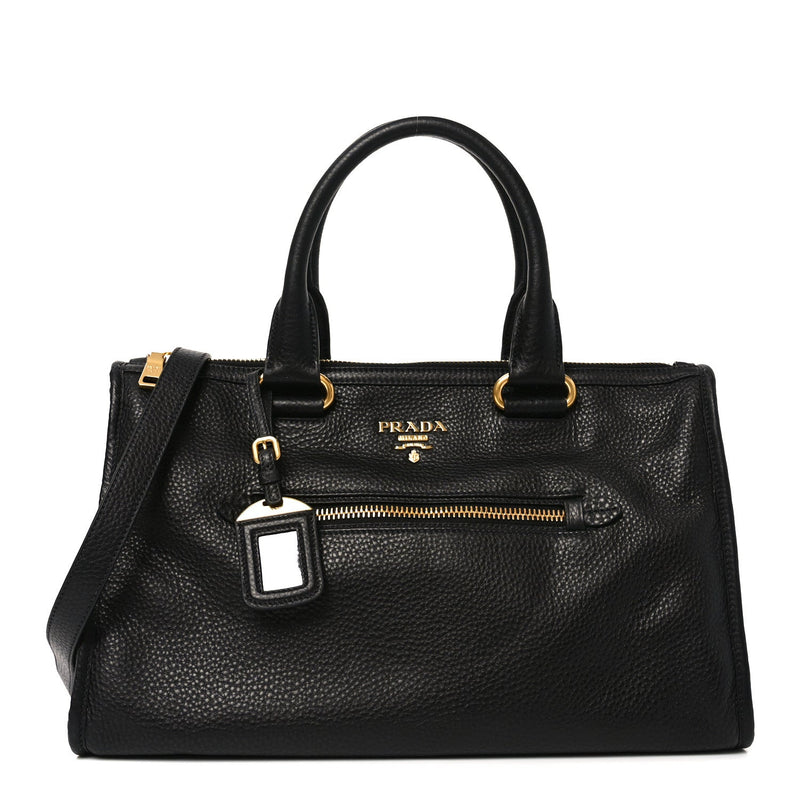 Vitello Daino Shopping Satchel Black