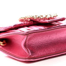 Metallic Nappa Matelasse Crystal Embellished Lady Crossbody Pink