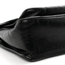 Crinkled Calfskin Monogram Medium Niki Chain Satchel Black