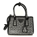 Satin Crystal Mini Galleria Double Zip Tote Metal