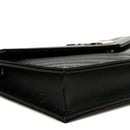 Grain De Poudre Matelasse Chevron Monogram Envelope Chain Wallet Black
