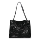 Crinkled Calfskin Matelasse Monogram Medium Niki Shopper Tote Black