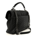 Sheepskin Matelasse Chevron Monogram Large College Satchel Black