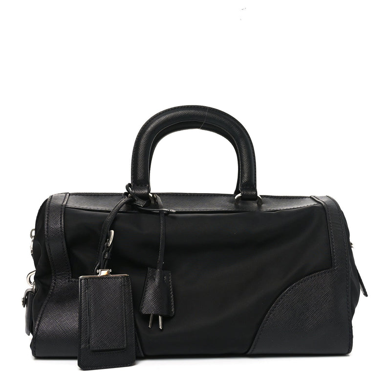 Nylon Saffiano Top Handle Bag Black