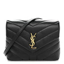 Calfskin Y Quilted Monogram Toy Loulou Crossbody Bag Black