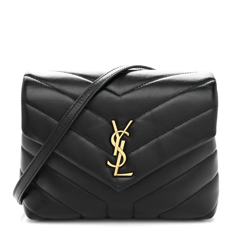 Calfskin Y Quilted Monogram Toy Loulou Crossbody Bag Black