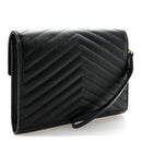 Grain De Poudre Matelasse Chevron Monogram Envelope Clutch Black