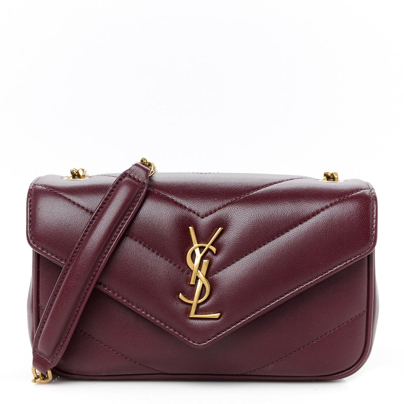 Lambskin Chevron Quilted Mini Loulou Rouge Cabernet
