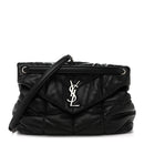 Lambskin Quilted Medium Loulou Puffer Monogram Chain Satchel Black