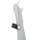 Grain De Poudre Matelasse Chevron Monogram Envelope Chain Wallet Black