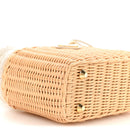 Wicker Canvas Mini Tote Tan White