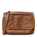 Crinkled Calfskin Matelasse Monogram Baby Niki Chain Satchel Light Caramel