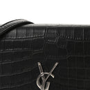 Calfskin Crocodile Embossed Kate Monogram Tassel Chain Wallet Black
