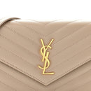 Grain De Poudre Matelasse Chevron Monogram Envelope Chain Wallet Dark Beige