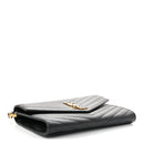Grain De Poudre Matelasse Chevron Monogram Envelope Clutch Black